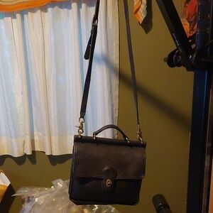 Classic Black Leather Coach Willis Bag